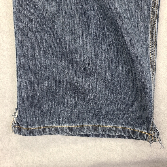 Carhart Men's Blue Denim Jeans Big Relaxed Fit Work Pants 44x32 Leg Hems Clipped - Picture 4 of 16